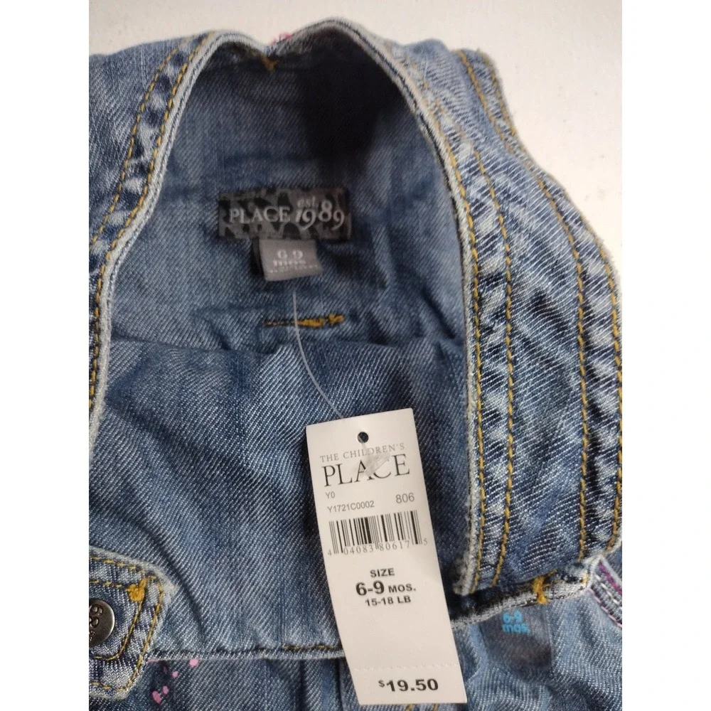 The Childrens‎ Place Denim Overalls Size 6-9 Months Paint Splatter Accents